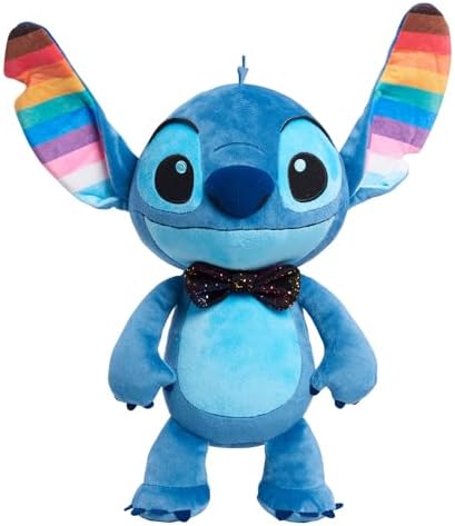 Just Play Disney Pride Stitch 15-inch Large Plush Stuffed Animal, Soft Embroidered Details, Rainbow, Blue, Alien, Kids Toys for Ages 2 Up Just Play