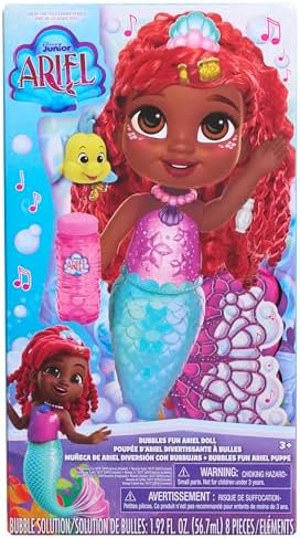 Just Play Disney Junior Bubbles Fun Ariel Doll and Accessories Amazon Exclusive, 8-Pieces, Kids Toys for Ages 3 Up Just Play