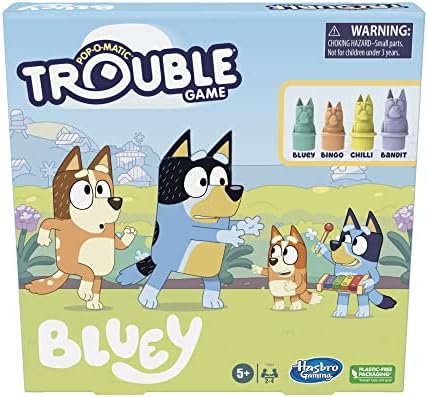 Hasbro Gaming Trouble: Bluey Edition Board Game for Kids, 2-4 Players, Race Bluey, Bingo, Bandit, or Chilli to The Finish, Ages 5 and Up (Amazon Exclusive) Hasbro Gaming