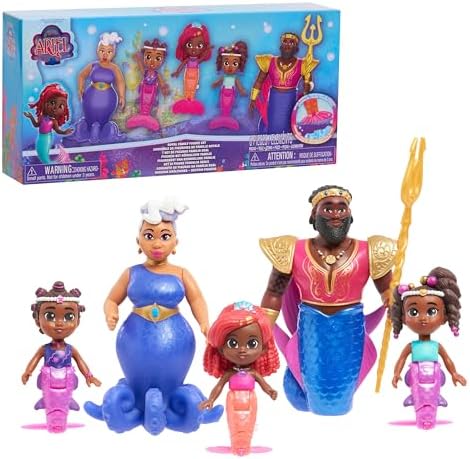 Just Play Disney Junior Ariel Royal Family 6-Piece Color-Change Mermaid Figure Set, Kids Toys for Ages 3 Up Just Play