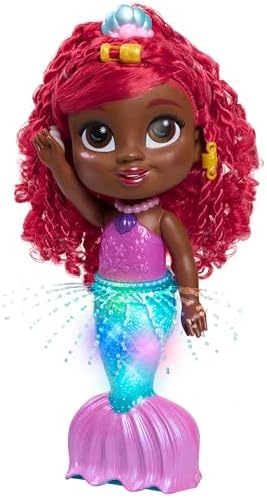 Just Play Disney Junior Splash & Glow Ariel Lights and Sounds 11.5-inch Doll and Accessories, 5-Pieces, Kids Toys for Ages 3 Up Just Play