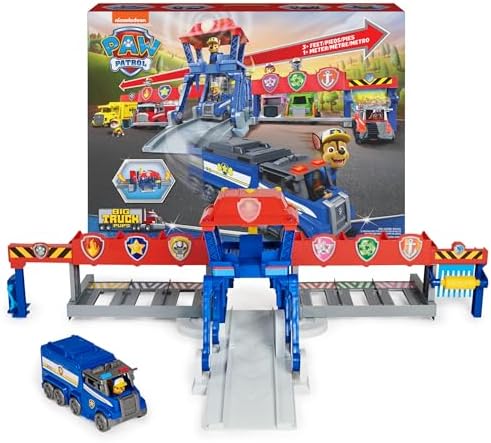 Paw Patrol Big Truck Pups, Truck Stop HQ, 3ft. Wide Transforming Playset, Action Figures, Toy Cars, Lights and Sounds, Kids Toys for Ages 3 and up Paw Patrol