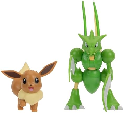 Pokemon Battle Figure 2 Pack - 2-Inch Eevee and 4.5-Inch Scyther Battle Ready Figures Pokemon