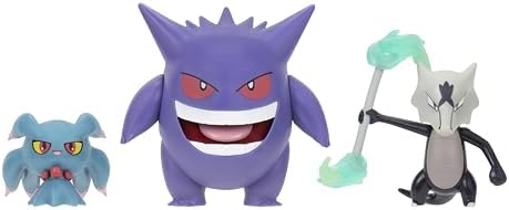 Pokemon Battle Figure 3 Pack - Features 2-Inch Misdreavus and Alolan Marowak and 3-Inch Gengar Battle Figures Pokemon