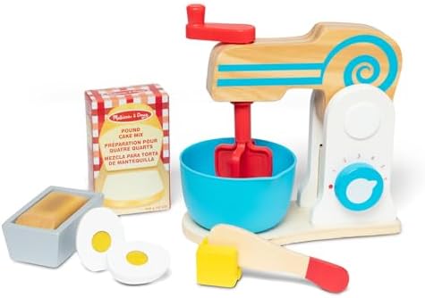 Melissa & Doug Wooden Make-a-Cake Mixer Set (11 pcs) - Play Food and Kitchen Accessories - FSC Certified Melissa & Doug