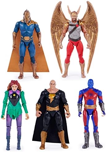 DC Comics, Black Adam and Justice Society Set, 4-inch Black Adam Toy Figures and Throne, Hawkman, Dr. Fate, Atom Smasher, Cyclone, Kids Toys for Boys and Girls Ages 3 and Up (Amazon Exclusive) DC Comics