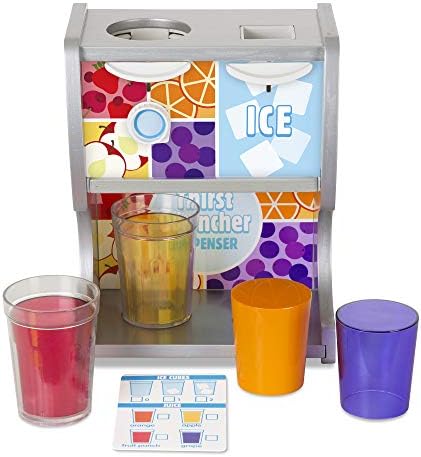 Melissa & Doug Wooden Thirst Quencher Drink Dispenser With Cups, Juice Inserts, Ice Cubes - FSC Certified Melissa & Doug