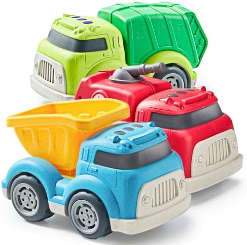 JOYIN 3 Pack 6.7" Big Trucks for Toddlers Includes Garbage Truck, Dump Truck and Fire Truck, Truck Car Toys Gift for Boys Kids, Easter Christmas Birthday Gifts for Boys Girls JOYIN