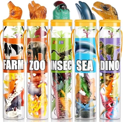 JOYIN 69Pcs Small Animal Figures, Assorted Mini Plastic Animal Toy (Ocean, Zoo, Farm, Dinosaur, Insect), Realistic Tiny Little Animals for Sensory Bin, Christmas Birthday Gifts, Toddler 3+, Kid 3-5 JOYIN