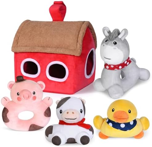 KMUYSL Baby Toys 0-12 Months, Plush Barn with Stuffed Animals Toys for Infant Newborns, Soft Sensory Toys, Birthday Christmas Easter Gifts for Baby 0-3-6-9-12 Months Boys Girls KMUYSL