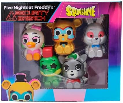 Five Nights at Freddy's Security Breach SquishMe Series 1 Collectors Box 5-Pack: Stress Relief Toy, Party Favor & Fidget Toys for Kids - Entire Series 1 Set w/FNAF Figures Squishies Just Toys LLC