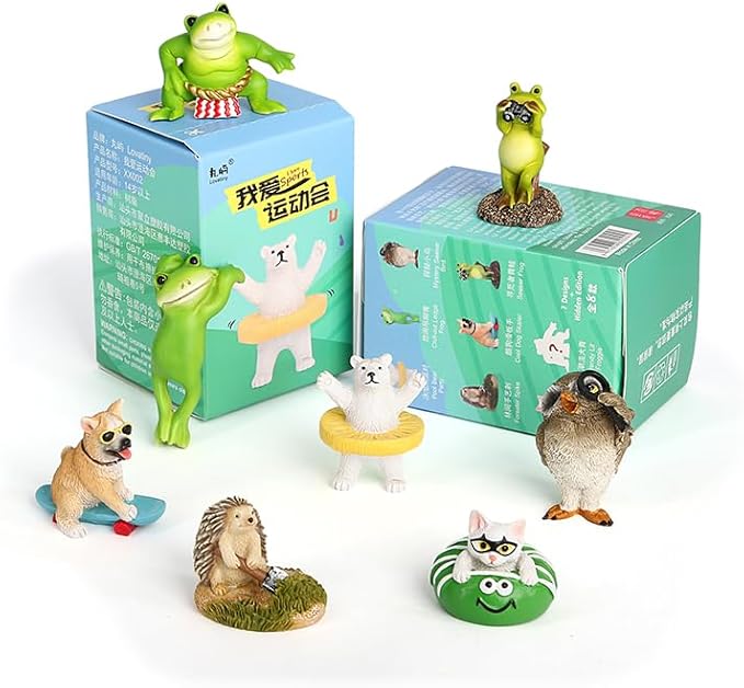 Volnau Animal Figurines Toys 8PCS I Love Sport Mystery Box Figures Collectibles for Toddlers Decoration Gift Anime Blind Suprise Box (XX002) Volnau