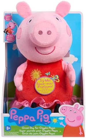 Just Play Peppa Pig Great Day for Giggles Peppa 9-inch Plush with Music and Sound, Giggles and Snorts, Kids Toys for Ages 3 Up Just Play