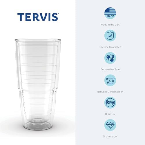 Tervis Made in USA Double Walled NFL New York Giants Insulated Tumbler Cup Keeps Drinks Cold & Hot, 10oz Wavy, Primary Logo Tervis