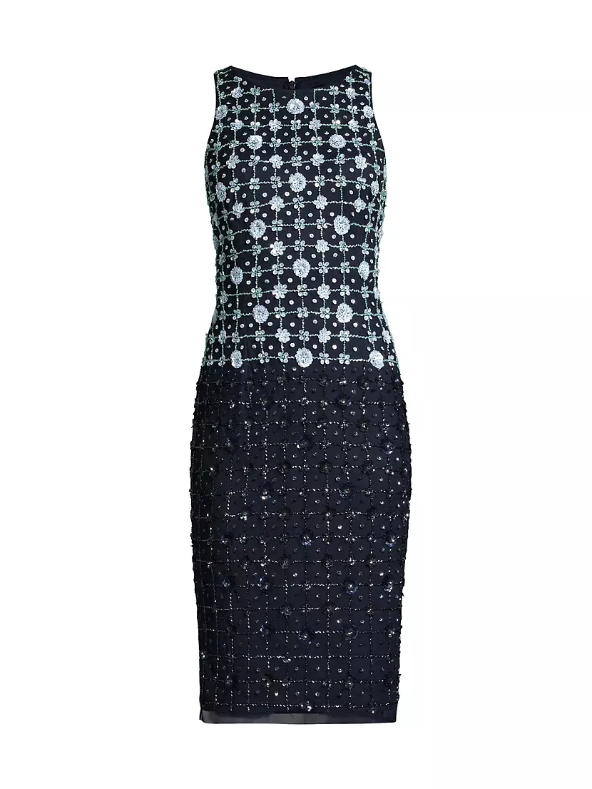 Женское Вечернее платье Aidan Mattox Beaded Sleeveless Midi-Dress Aidan Mattox