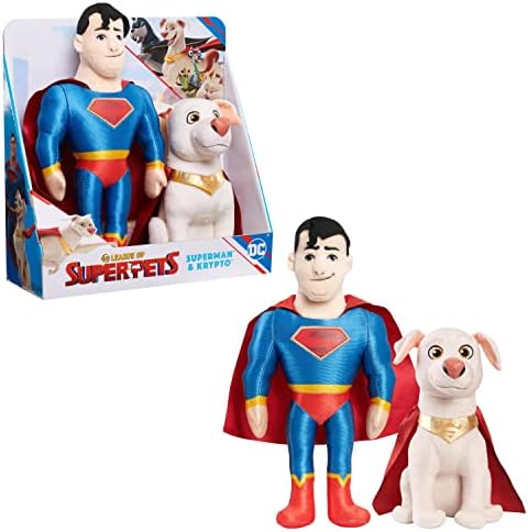 DC Super Pets SUPERMAN and KRYPTO Superdog Companion 2-Pack Plush 12-inch Stuffed Toys Just Play