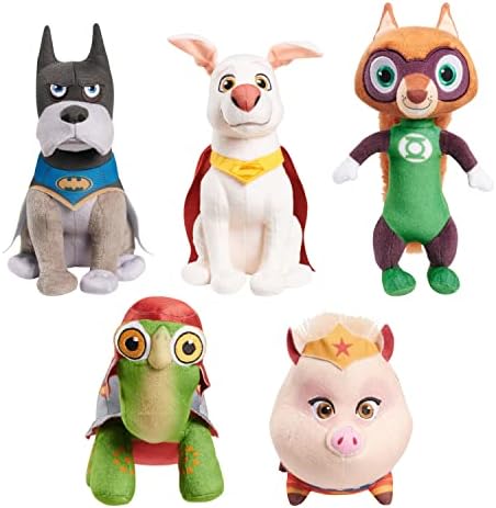 DC SUPER-PETS Small Plush 5-Piece Set Stuffed Animals, Ace, Krypto, Merton, PB, and Chip Just Play