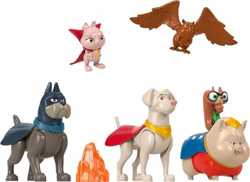 Fisher-Price DC League of Super-Pets Preschool Toys Figure Multipack, Krypto Ace PB Chip Pigasus & Lulu for Pretend Play Kids Ages 3+ Years Fisher-Price