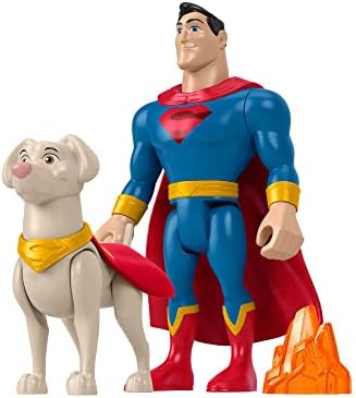 Fisher-Price DC League of Super-Pets Superman & Krypto, Set of 2 poseable Figures with Accessory for Preschool Kids Ages 3 Years and up DC Comics