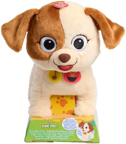 Just Play Sesame Street Walk & Wag Tango 8 Inch Plush, Sustainable Stuffed Animal, Soft Plushie, Kids Toys for Ages 18 Month Just Play