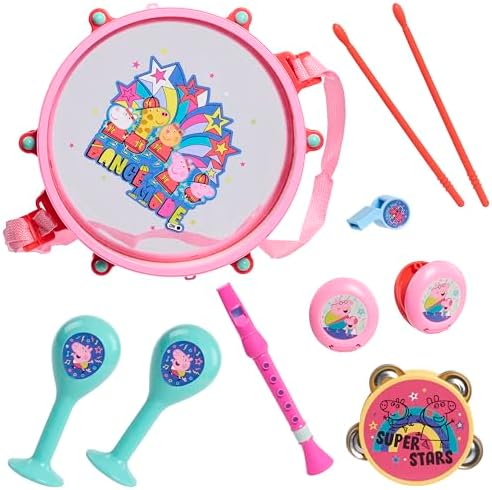 Peppa Pig Party Drum, 10-Pieces, Pretend Play, Kids Toys for Ages 18 Month by Just Play, Amazon Exclusive Just Play