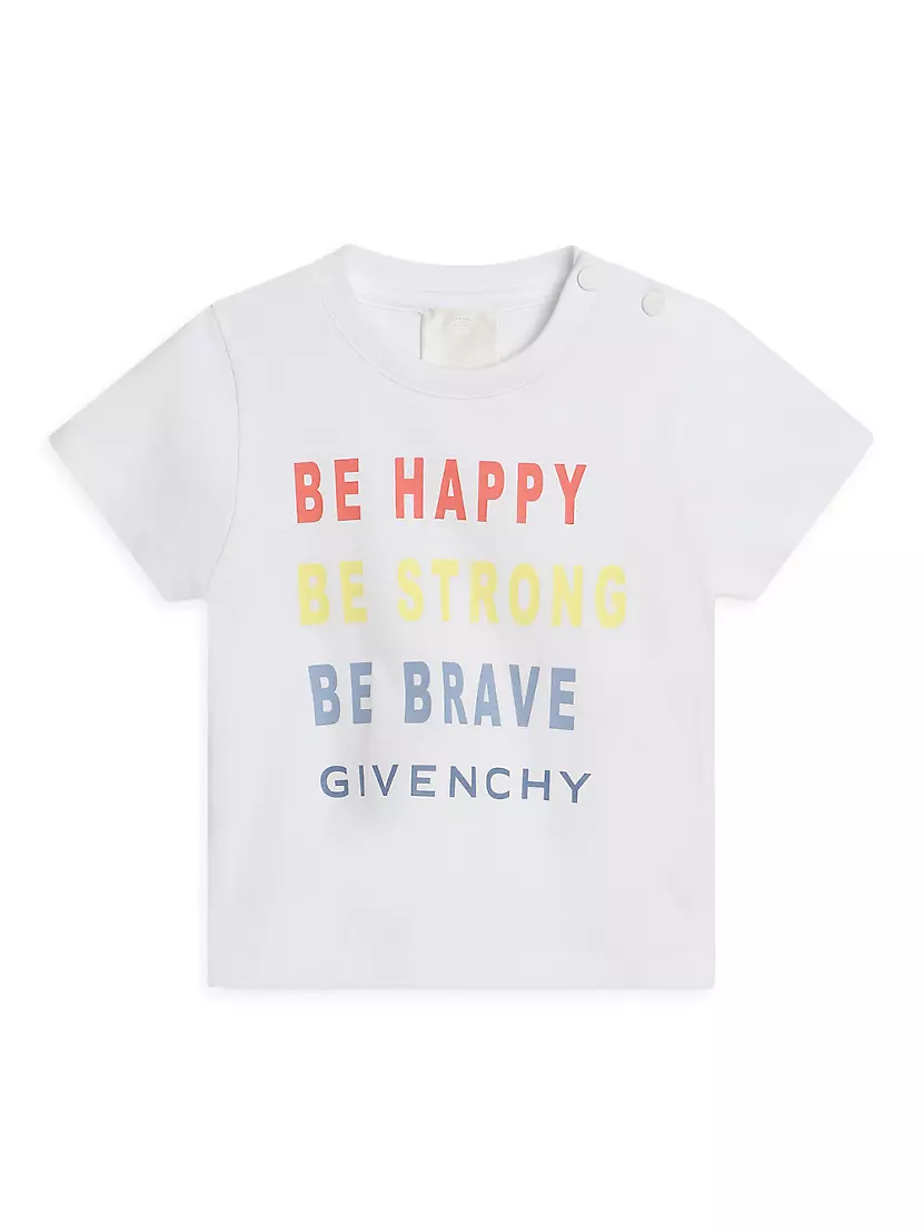 Детская хлопковая футболка Givenchy с надписью 'Be Happy, Be Strong, Be Brave' Givenchy