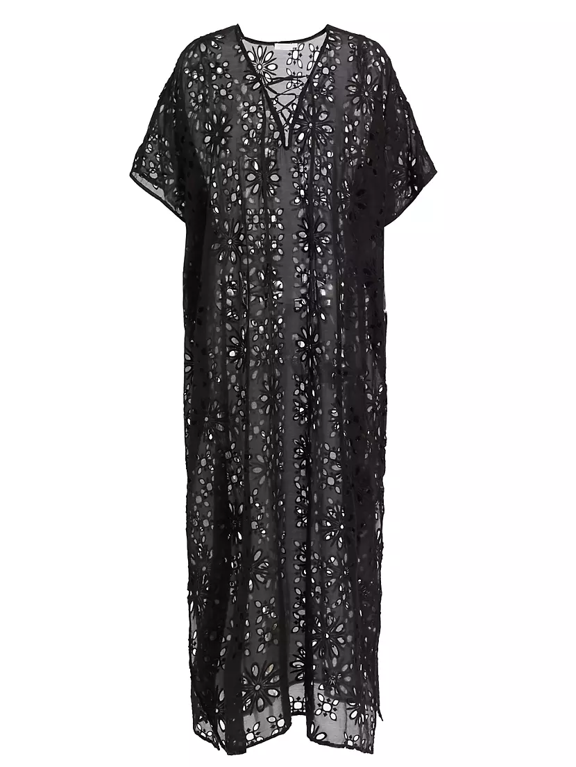 Женское Пляжное платье и туника Johnny Was Eyelet Lace-Up Maxi Johnny Was