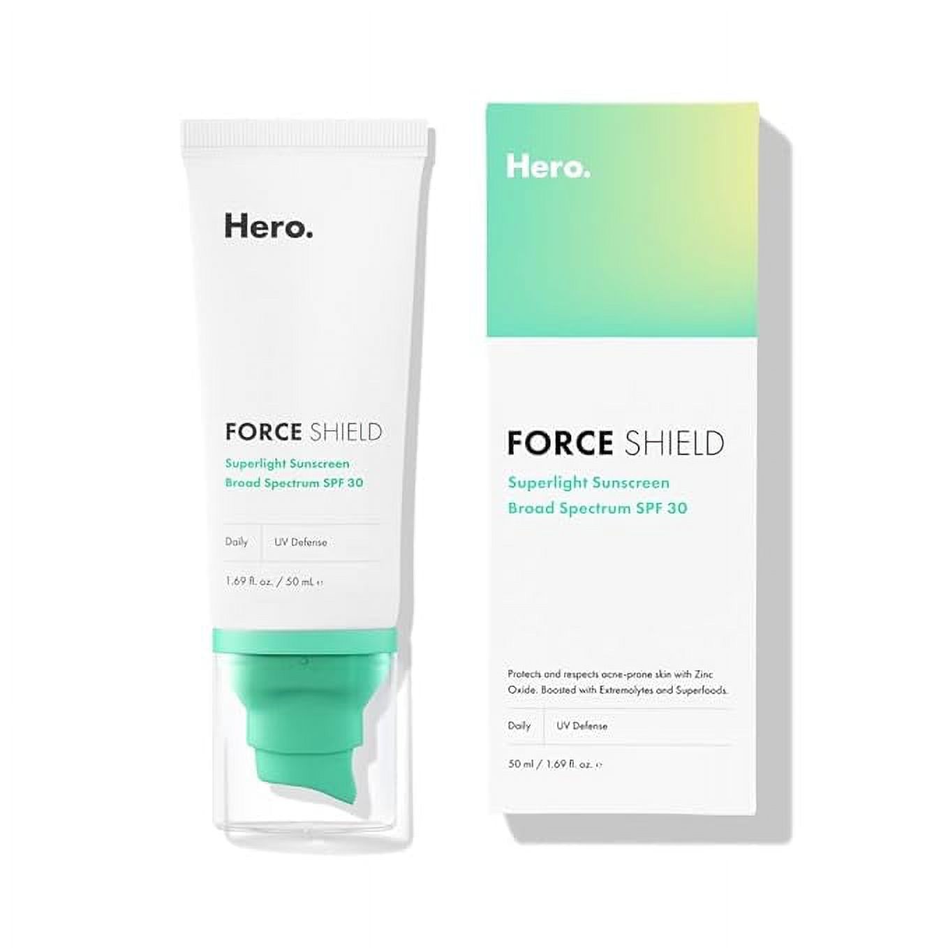 Суперлегкий солнцезащитный крем Force Shield SPF 30 с оксидом цинка для чувствительной кожи Hero Cosmetics