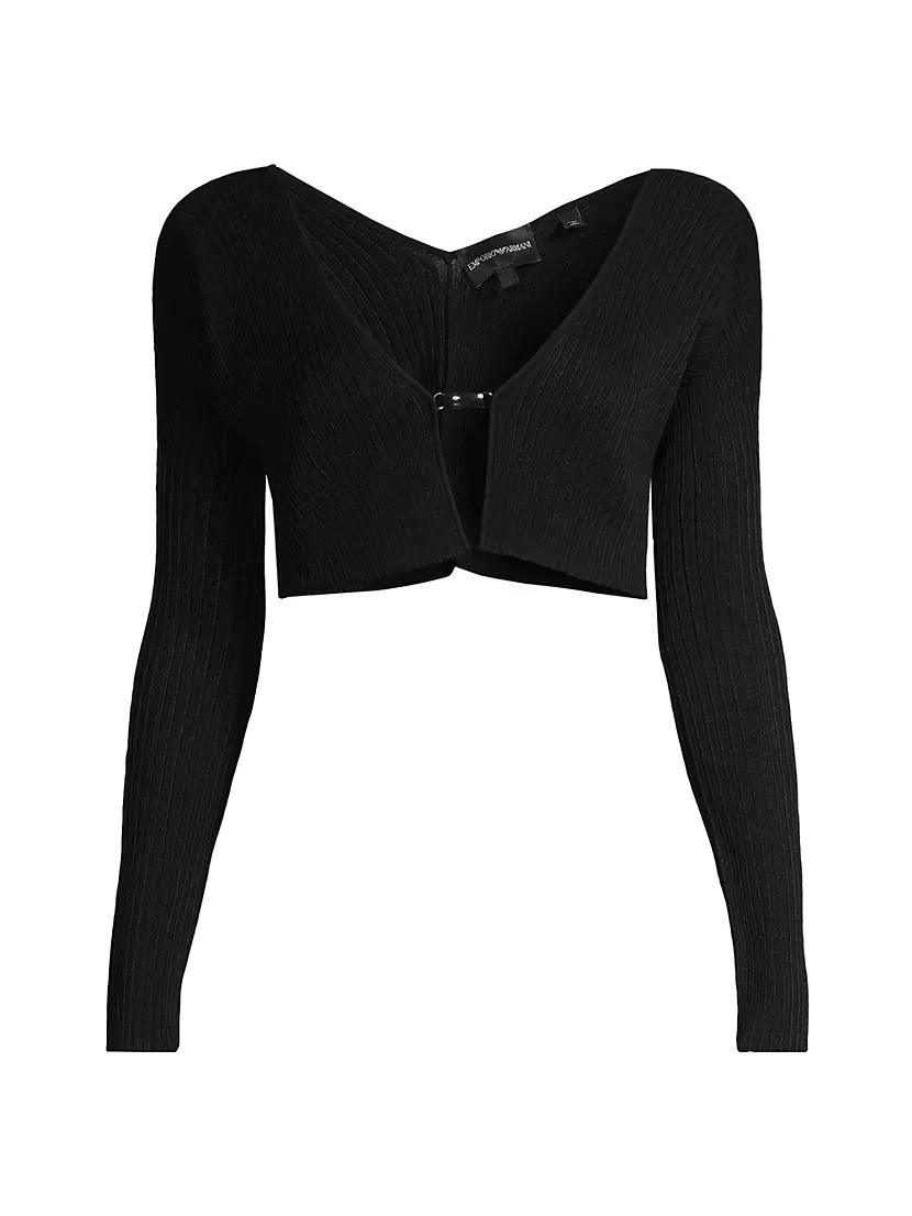 Женский Кардиган Emporio Armani Rib-Knit Cropped Clasp Emporio Armani