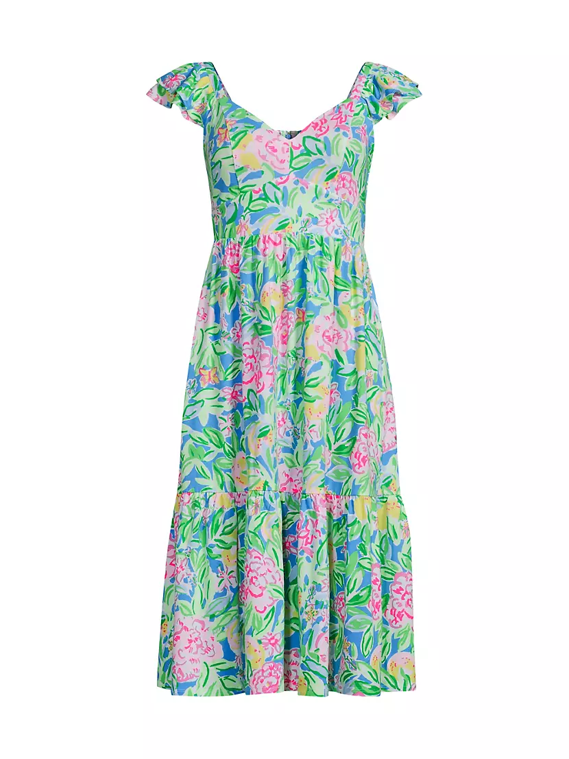 Женское Повседневное платье Lilly Pulitzer Bayleigh Floral Flutter-Sleeve Lilly Pulitzer