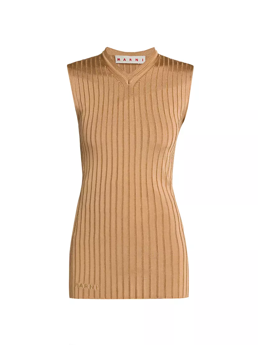 Женский Свитер MARNI Rib-Knit Long Sweater Vest MARNI