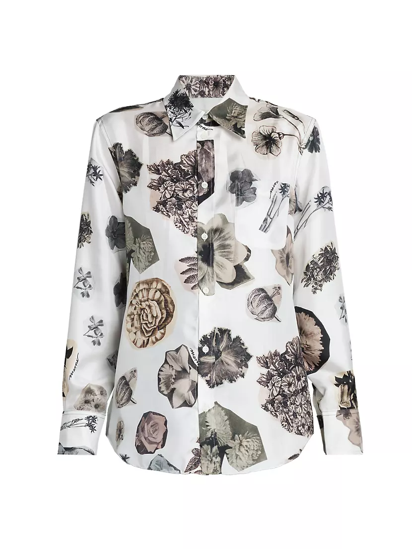 Женская Повседневная рубашка MARNI Printed Silk Button-Front MARNI