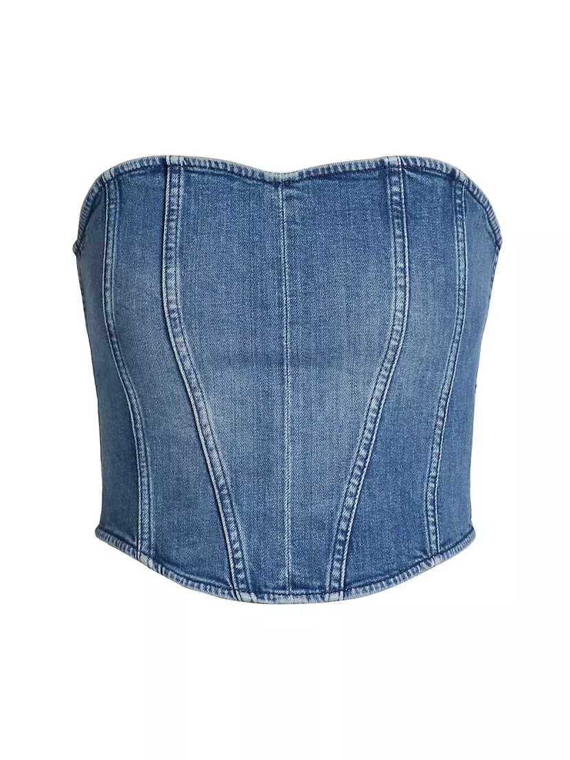 Женская Укороченная Футболка 3x1 NYC Crop Denim Corset Top 3x1 NYC