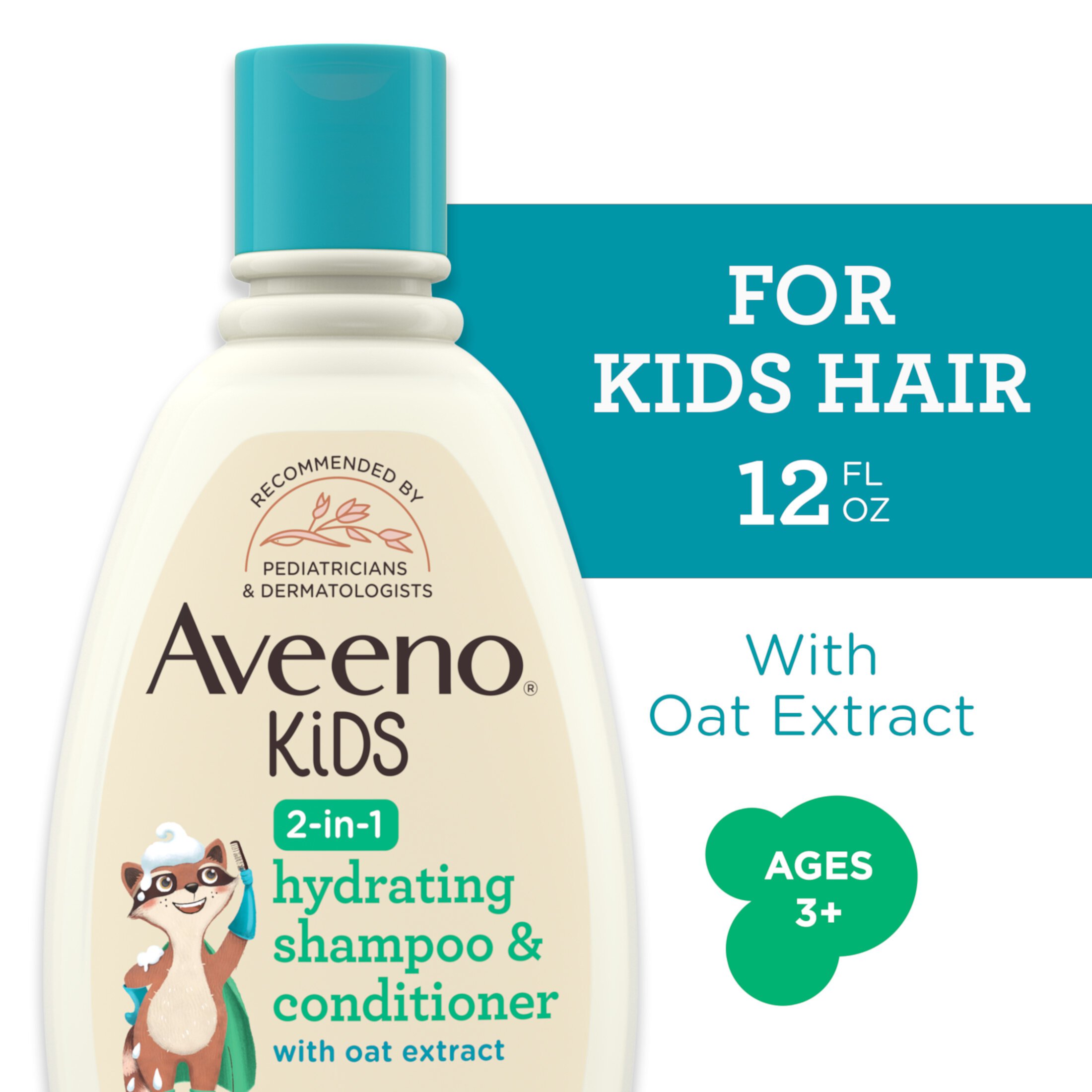 Aveeno Kids 2-in-1 Shampoo and Conditioner, Tear Free Hair Products, 12 fl oz Aveeno