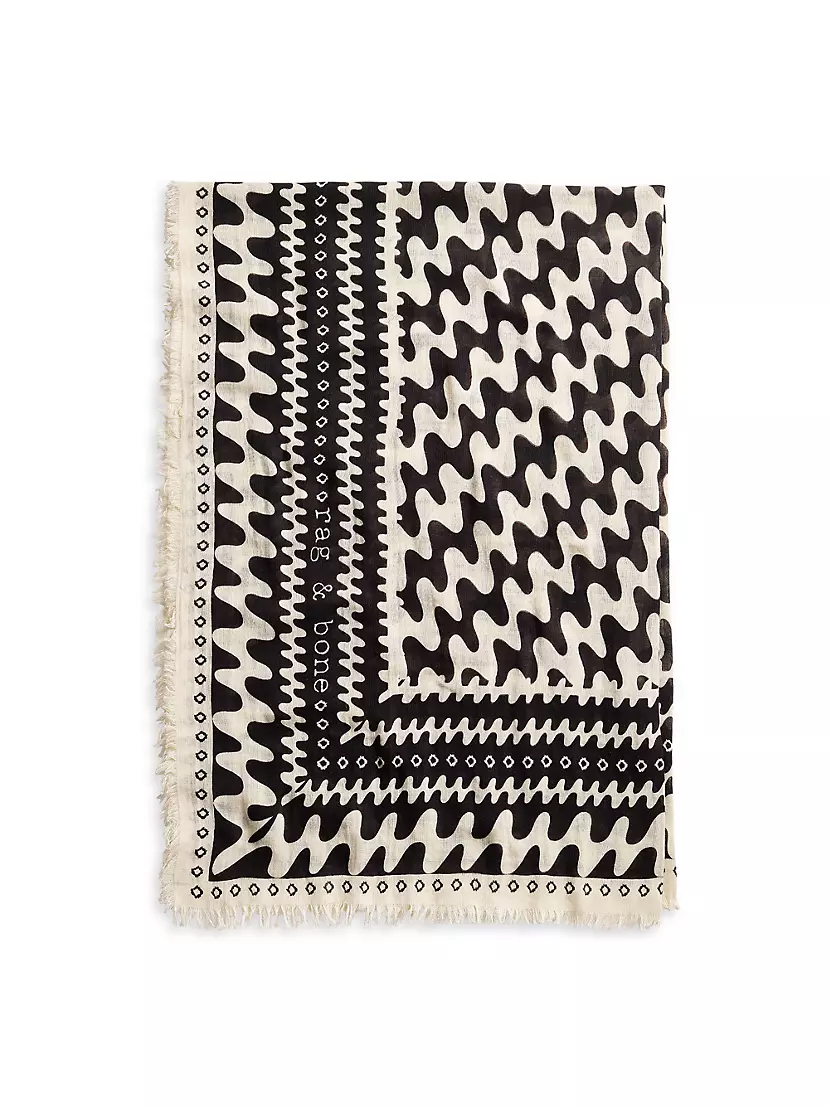 Длинный шарф Rag & Bone Astra Swiggly Geometric Cotton Rag & Bone