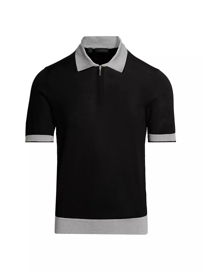 Мужское Поло рубашки Saks Fifth Avenue Contrast Short Sleeve Zip Saks Fifth Avenue