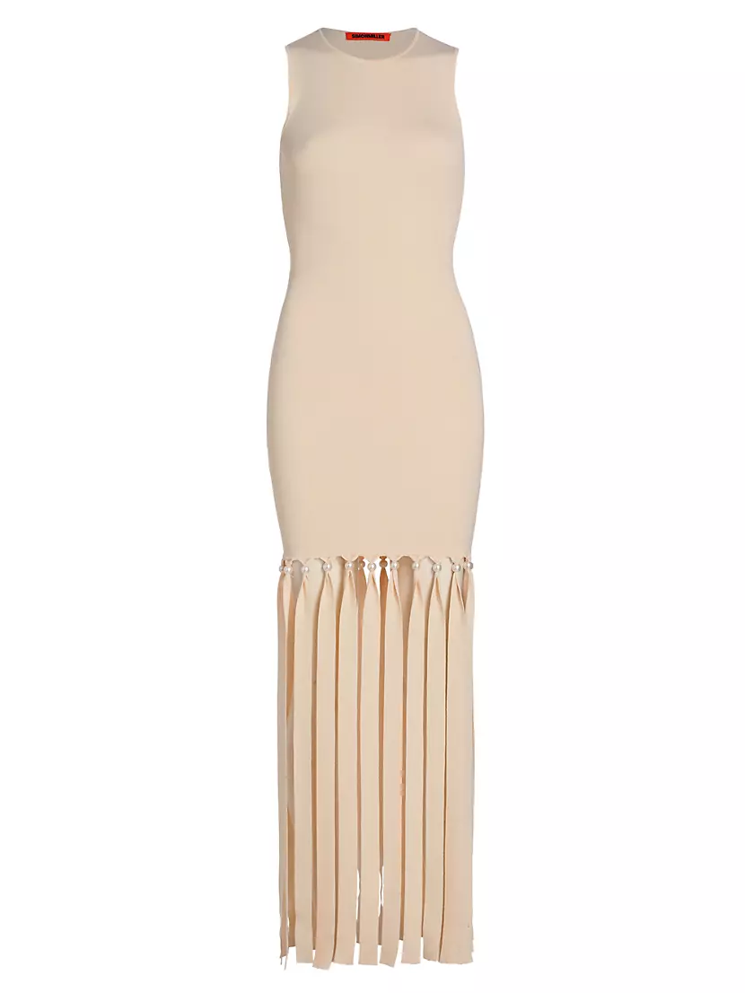 Женское Вечернее Платье Simon Miller Imitation-Pearl-Embellished Fringed Maxi Dress Simon Miller