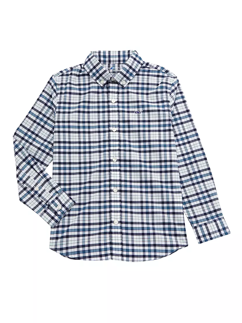 Рубашка с клетчатым узором для мальчиков Vineyard Vines сbutton-down воротником и длинными рукавами Vineyard Vines