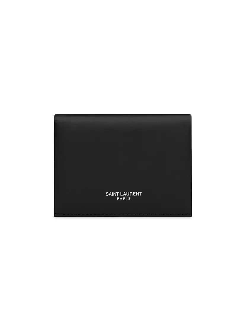 Кейс для визиток из гладкой кожи с серебристой фурнитурой, 10.5 x 8.5 x 2.5 см Saint Laurent