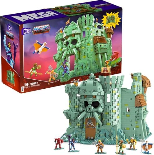 Mega Masters of The Universe Building Set, Castle Grayskull with 3508 Pieces, 6 Poseable Micro Action Figures, 13+ Inches Tall, for Adult Collectors Mega