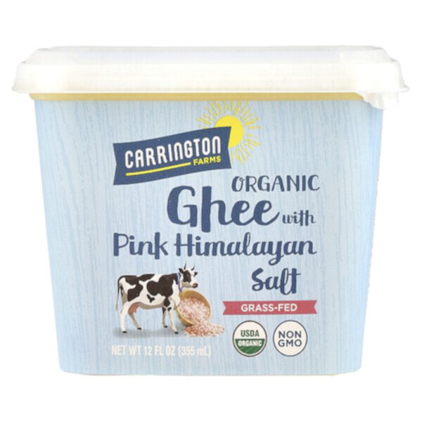 Organic Ghee with Pink Himalayan Salt, Grass-Fed, 12 fl oz (355 ml) Carrington Farms