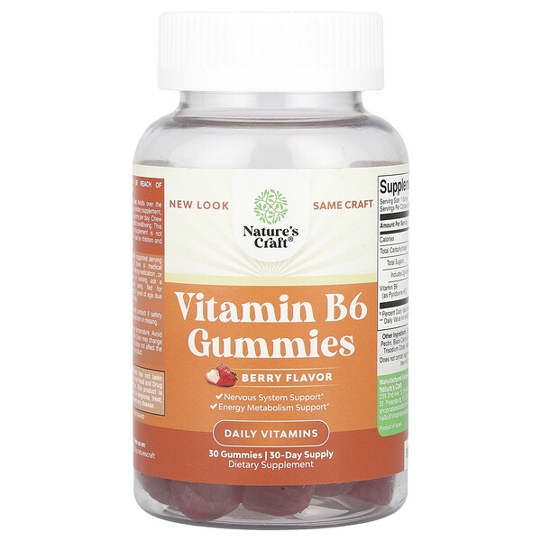 Vitamin B6 Gummies, Berry, 30 Gummies Nature's Craft