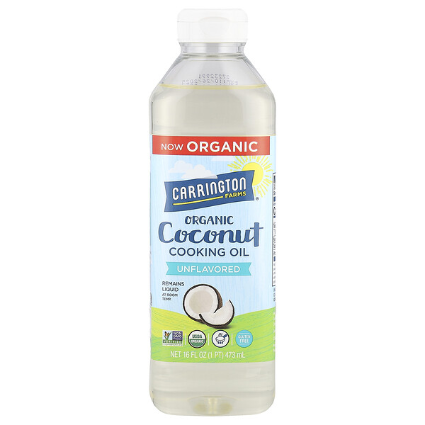 Organic Coconut Cooking Oil, Unflavored, 16 fl oz (473 ml) Carrington Farms