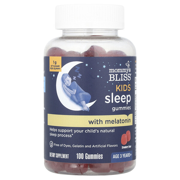 Kids Sleep Gummies (Жевательные конфеты) With Melatonin, Ages 3 Years+, Strawberry, 100 Gummies Mommy's Bliss