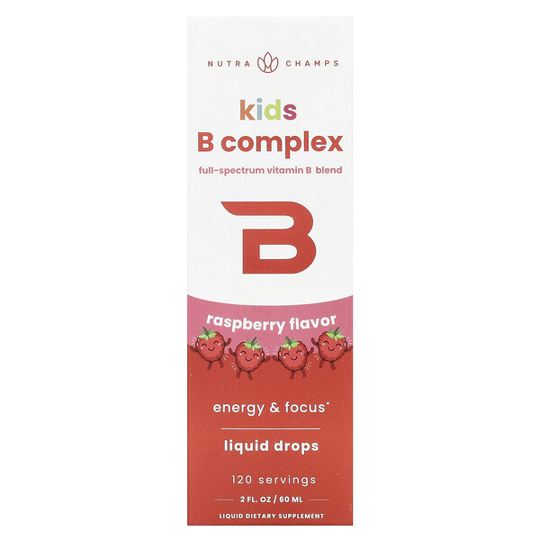 Kids B Complex, Raspberry, 2 fl oz (60 ml) NutraChamps