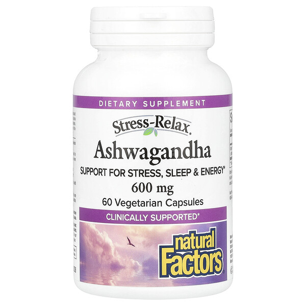 Stress-Relax®, Ashwagandha, 600 mg, 60 Vegetarian Capsules (Вегетарианские капсулы) Natural Factors