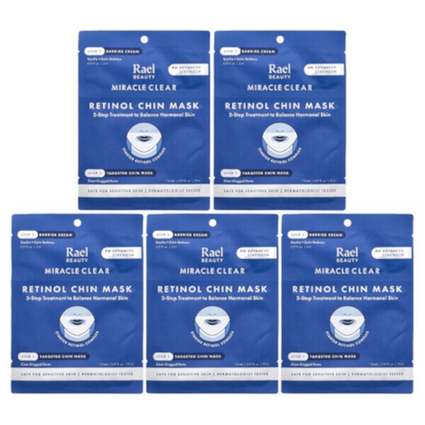 Miracle Clear, Retinol Chin Beauty Mask, Barrier Cream, 10 Piece Kit Rael