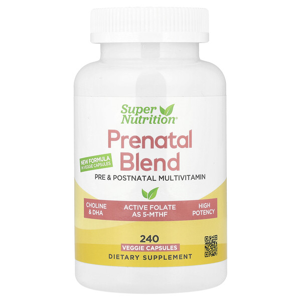 Prenatal Multivitamin with Super Greens & Spices, 240 Veggie Capsules Super Nutrition