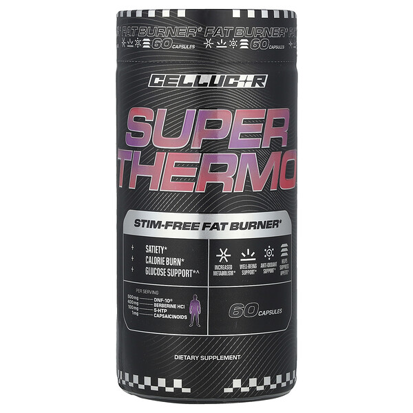 Super Thermo™ Жиросжигатель без стимуляторов, 60 капсул, поддержка метаболизма и контроля аппетита Cellucor