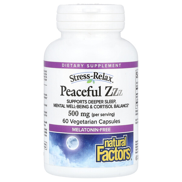 Stress-Relax®, Peaceful ZZZ, 500 mg, 60 Vegetarian Capsules (Вегетарианские капсулы) (250 mg per Capsule) Natural Factors